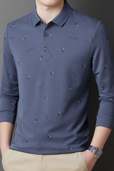 Meeste Slim Fit äriline polosärk Korea stiilis pikkade varrukatega nööbiga särgid