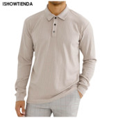 Marka Polo majica Muške dugih rukava Poslovna ležerna polo majica Muška odjeća Proljeće Jesen Jednobojne muške majice s otvorenim ovratnikom