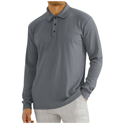 Marka Polo majica Muške dugih rukava Poslovna ležerna polo majica Muška odjeća Proljeće Jesen Jednobojne muške majice s otvorenim ovratnikom