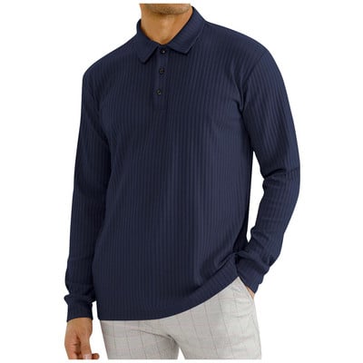 Marka Polo majica Muške dugih rukava Poslovna ležerna polo majica Muška odjeća Proljeće Jesen Jednobojne muške majice s otvorenim ovratnikom