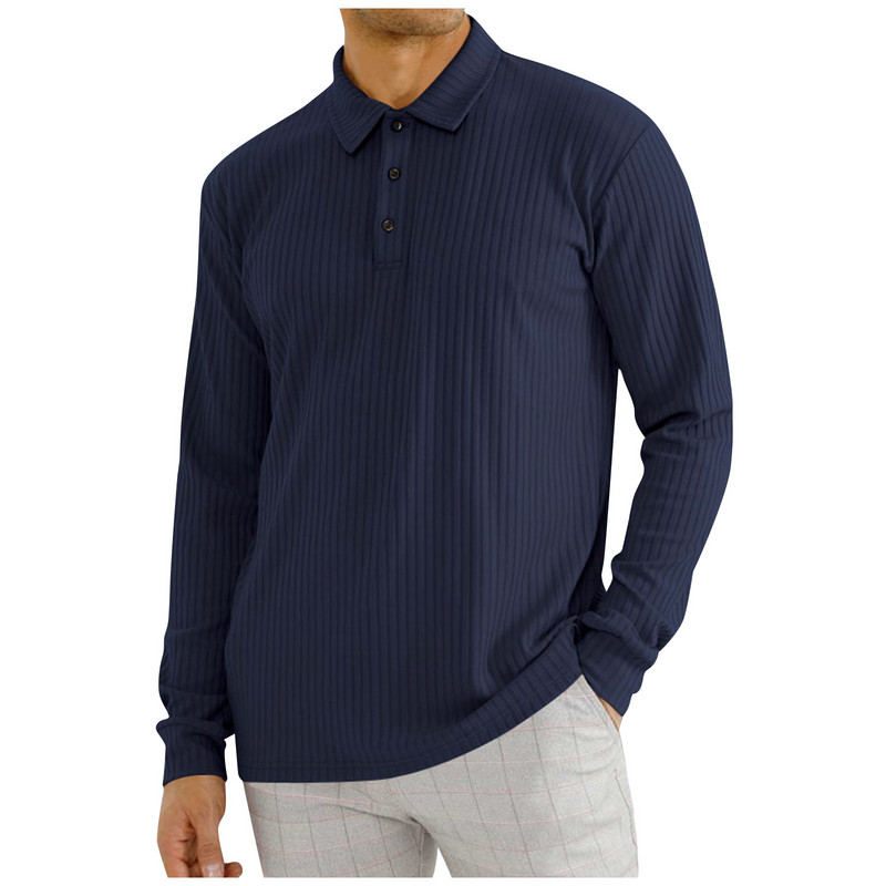 Marka Polo majica Muške dugih rukava Poslovna ležerna polo majica Muška odjeća Proljeće Jesen Jednobojne muške majice s otvorenim ovratnikom