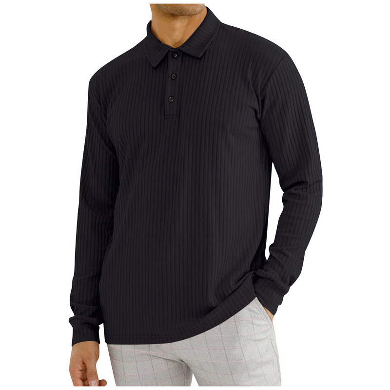 Marka Polo majica Muške dugih rukava Poslovna ležerna polo majica Muška odjeća Proljeće Jesen Jednobojne muške majice s otvorenim ovratnikom