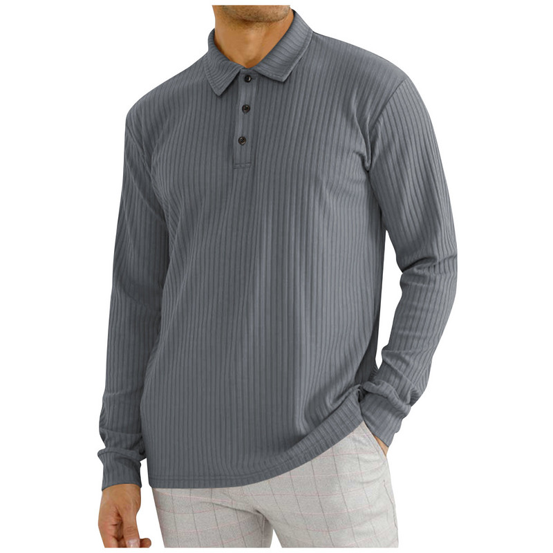 Marka Polo majica Muške dugih rukava Poslovna ležerna polo majica Muška odjeća Proljeće Jesen Jednobojne muške majice s otvorenim ovratnikom