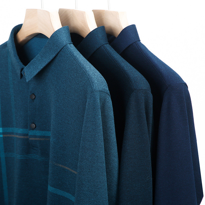 Proljetna nova polo majica dugih rukava Muški pulover na rever Majica s printom imitacije vune Poslovno slobodno vrijeme Pulover s prugastim printom