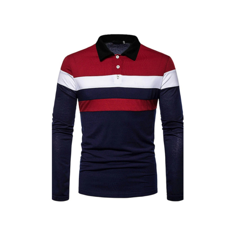 Briti ärimeeste vaba aja veetmine kevad-suvine pikkade varrukatega polosärk meeste hingav T-särk geomeetrilise lapiga trükitud top