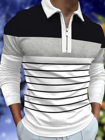 Visokokvalitetna muška polo majica 2023 Nove prugaste majice dugih rukava Ležerne poslovne majice s gumbima Ljetna odjeća za dječake
