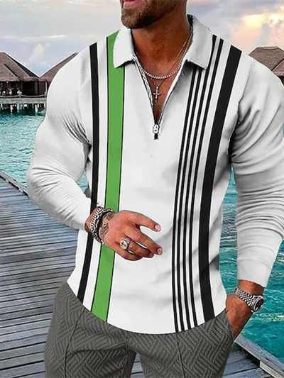 Visokokvalitetna muška polo majica 2023 Nove prugaste majice dugih rukava Ležerne poslovne majice s gumbima Ljetna odjeća za dječake