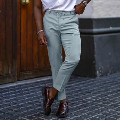Hlače Muška vrhunska svečana odjeća Mali mišić stopala Fitness Usko odijelo Hlače Ležerne hlače Poslovne ravne nogavice bez pegle