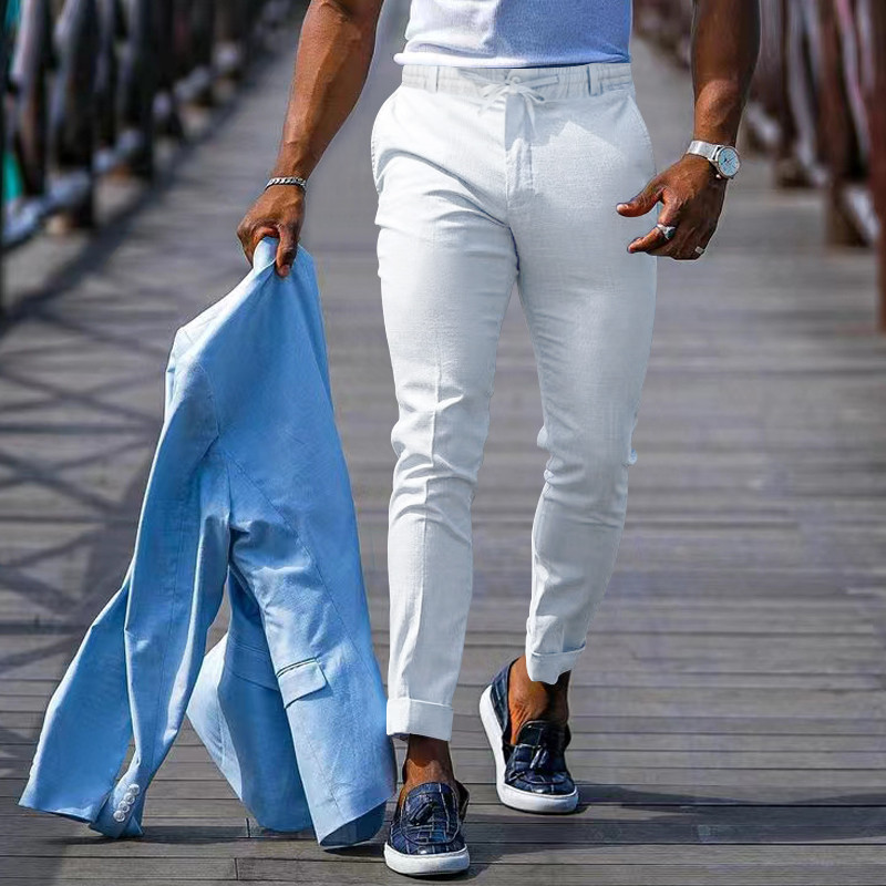 Hlače Muška vrhunska svečana odjeća Mali mišić stopala Fitness Usko odijelo Hlače Ležerne hlače Poslovne ravne nogavice bez pegle