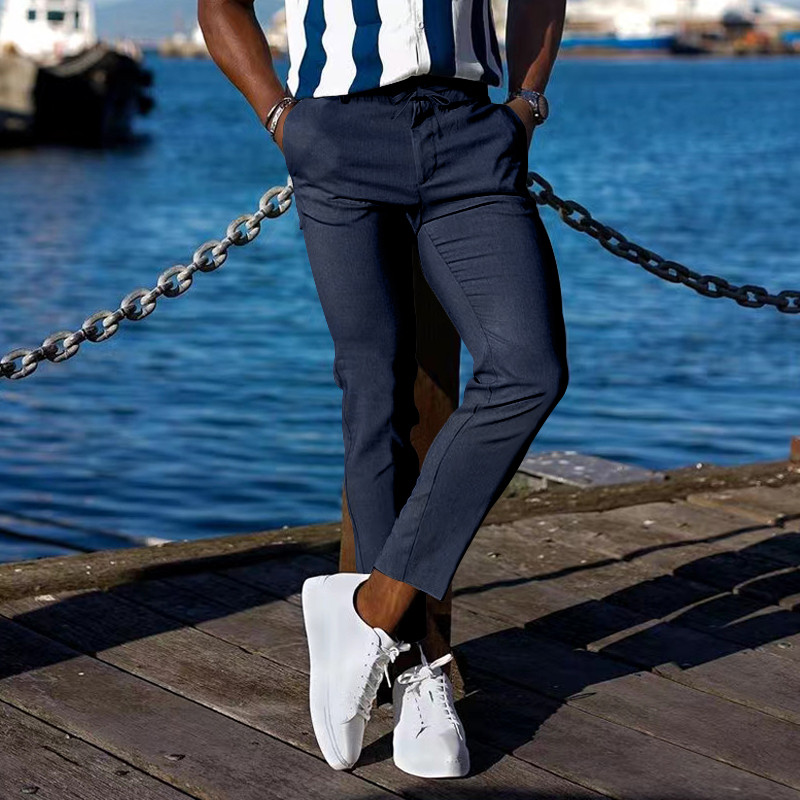 Hlače Muška vrhunska svečana odjeća Mali mišić stopala Fitness Usko odijelo Hlače Ležerne hlače Poslovne ravne nogavice bez pegle