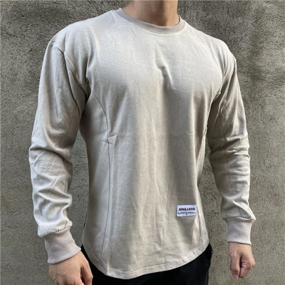 Meeste pikkade varrukatega kirjatrükiga T-särk Fitness Outdoor Sport Jooksmine Ronimissukkpüksid Kulturism Lihassaal Treening Kompressioon