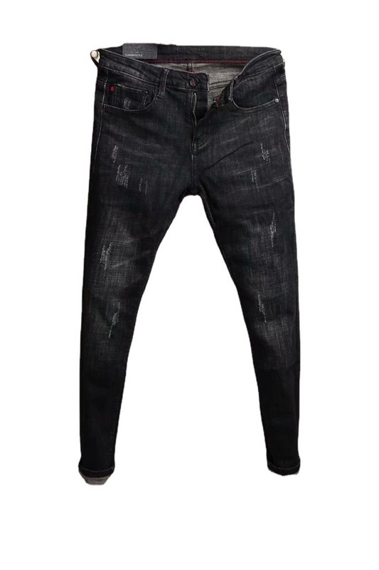 Meeste suvised uued elastsed Slim Fit Korea Spirit Guy retuusid kitsad mustad teksapüksid vabaaja meeste disaineri rebenenud püksid