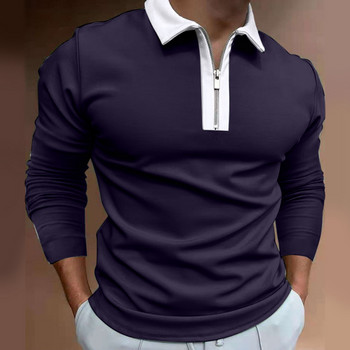 Ανοιξιάτικο φθινόπωρο Ανδρικό μακρυμάνικο μπλουζάκι πόλο Casual καρό γιακά επαγγελματικό μπλουζάκι Μόδα ανδρικά μπλουζάκια πόλο Ανδρικά ρούχα