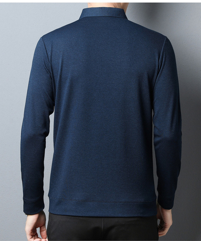 Kevadine uus pikkade varrukatega vabaaja T-särk Meeste lahtikäiva kraega Moodne lahtised soliidsed T-särgid, nööbiga graafilised trükitud topid