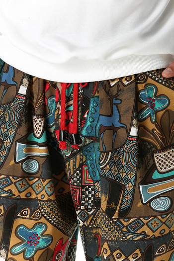Fashion Traditional Nation Print Βαμβακερό λινό Παντελόνι Joggers Ανδρικά Παντελόνια Hip Hop Harem Ανδρικά Hippie Casual Streetwear Φούτερ