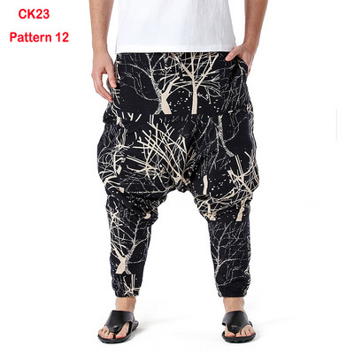 Fashion Traditional Nation Print Βαμβακερό λινό Παντελόνι Joggers Ανδρικά Παντελόνια Hip Hop Harem Ανδρικά Hippie Casual Streetwear Φούτερ