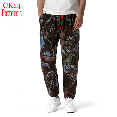 Fashion Traditional Nation Print Βαμβακερό λινό Παντελόνι Joggers Ανδρικά Παντελόνια Hip Hop Harem Ανδρικά Hippie Casual Streetwear Φούτερ