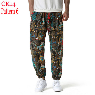 Fashion Traditional Nation Print Βαμβακερό λινό Παντελόνι Joggers Ανδρικά Παντελόνια Hip Hop Harem Ανδρικά Hippie Casual Streetwear Φούτερ