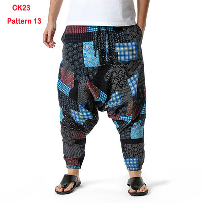 Fashion Traditional Nation Print Βαμβακερό λινό Παντελόνι Joggers Ανδρικά Παντελόνια Hip Hop Harem Ανδρικά Hippie Casual Streetwear Φούτερ