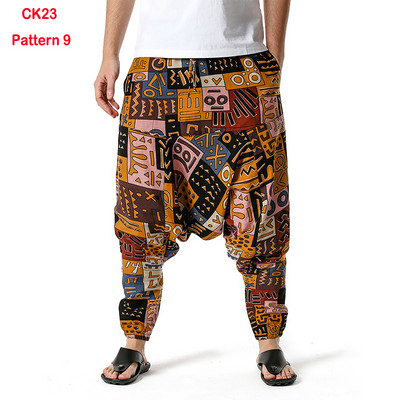 Fashion Traditional Nation Print Βαμβακερό λινό Παντελόνι Joggers Ανδρικά Παντελόνια Hip Hop Harem Ανδρικά Hippie Casual Streetwear Φούτερ