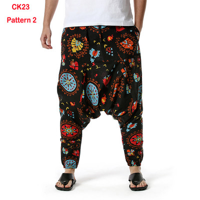 Fashion Traditional Nation Print Βαμβακερό λινό Παντελόνι Joggers Ανδρικά Παντελόνια Hip Hop Harem Ανδρικά Hippie Casual Streetwear Φούτερ