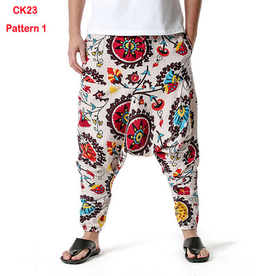 Fashion Traditional Nation Print Βαμβακερό λινό Παντελόνι Joggers Ανδρικά Παντελόνια Hip Hop Harem Ανδρικά Hippie Casual Streetwear Φούτερ