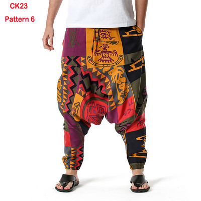 Fashion Traditional Nation Print Βαμβακερό λινό Παντελόνι Joggers Ανδρικά Παντελόνια Hip Hop Harem Ανδρικά Hippie Casual Streetwear Φούτερ
