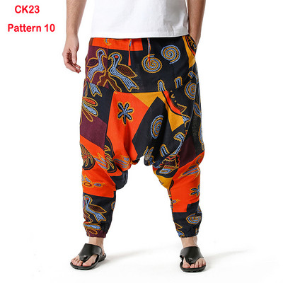 Fashion Traditional Nation Print Βαμβακερό λινό Παντελόνι Joggers Ανδρικά Παντελόνια Hip Hop Harem Ανδρικά Hippie Casual Streetwear Φούτερ