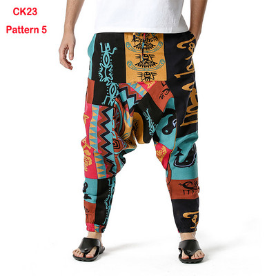 Fashion Traditional Nation Print Βαμβακερό λινό Παντελόνι Joggers Ανδρικά Παντελόνια Hip Hop Harem Ανδρικά Hippie Casual Streetwear Φούτερ
