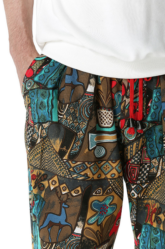 Fashion Traditional Nation Print Βαμβακερό λινό Παντελόνι Joggers Ανδρικά Παντελόνια Hip Hop Harem Ανδρικά Hippie Casual Streetwear Φούτερ