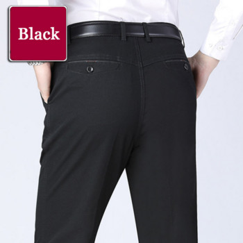 Κλασικό καθημερινό ανδρικό παντελόνι Καλοκαιρινό λεπτό βαμβακερό επαγγελματικό στυλ Stretch Μαύρο άνετο ελαστικό ίσιο παντελόνι YYQWSJ