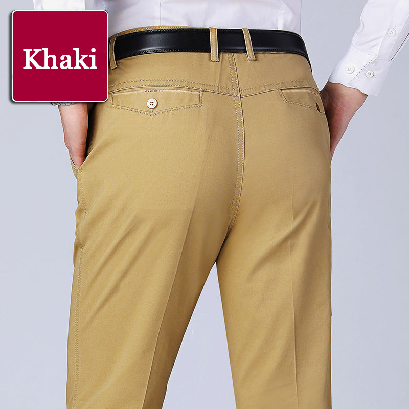 Klassikalised vabaaja meeste püksid suvised õhukesed puuvillased ärimood Stretch soliidsed mustad mugavad elastsed sirged püksid YYQWSJ