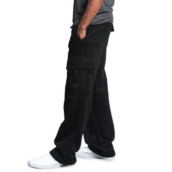 Мъжки спортни панталони Straight Fit Joggers за спорт и улично облекло Свободни извънгабаритни дълги панталони с шнурове Мъжки панталони с няколко джоба