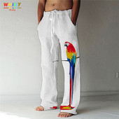 Ανδρικό ίσιο παντελόνι Parrot 3D εκτύπωση Ελαστικό σχέδιο με κορδόνι μπροστινό παντελόνι τσέπης παραλία Animal Bird Graphic Prints Comfort