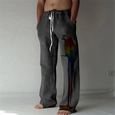 Ανδρικό ίσιο παντελόνι Parrot 3D εκτύπωση Ελαστικό σχέδιο με κορδόνι μπροστινό παντελόνι τσέπης παραλία Animal Bird Graphic Prints Comfort