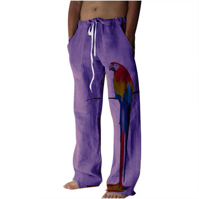 Ανδρικό ίσιο παντελόνι Parrot 3D εκτύπωση Ελαστικό σχέδιο με κορδόνι μπροστινό παντελόνι τσέπης παραλία Animal Bird Graphic Prints Comfort