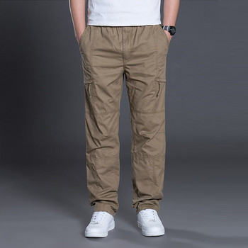 Лято-есен модни мъжки панталони Ежедневни памучни дълги панталони Прави джоггери Homme Плюс размер 5xl 6xl Плоски панталони за мъжко облекло