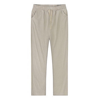 Мъжки удобни памучни ленени панталони Мъжки есенни нови дишащи едноцветни ленени панталони Фитнес панталони Streetwear