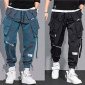Muške kargo hlače Modne hip hop hlače s više džepova Trendy Streetwear Jednobojne trenirke Pantalone Ležerne Hombre