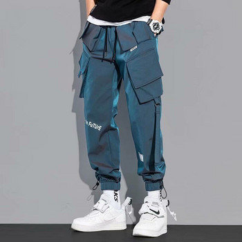 Мъжки карго панталони Модни хип-хоп панталони с много джобове Модерни улични дрехи Едноцветни спортни панталони Панталони Ежедневни Hombre