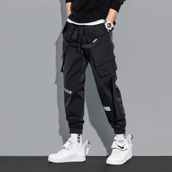 Мъжки карго панталони Модни хип-хоп панталони с много джобове Модерни улични дрехи Едноцветни спортни панталони Панталони Ежедневни Hombre