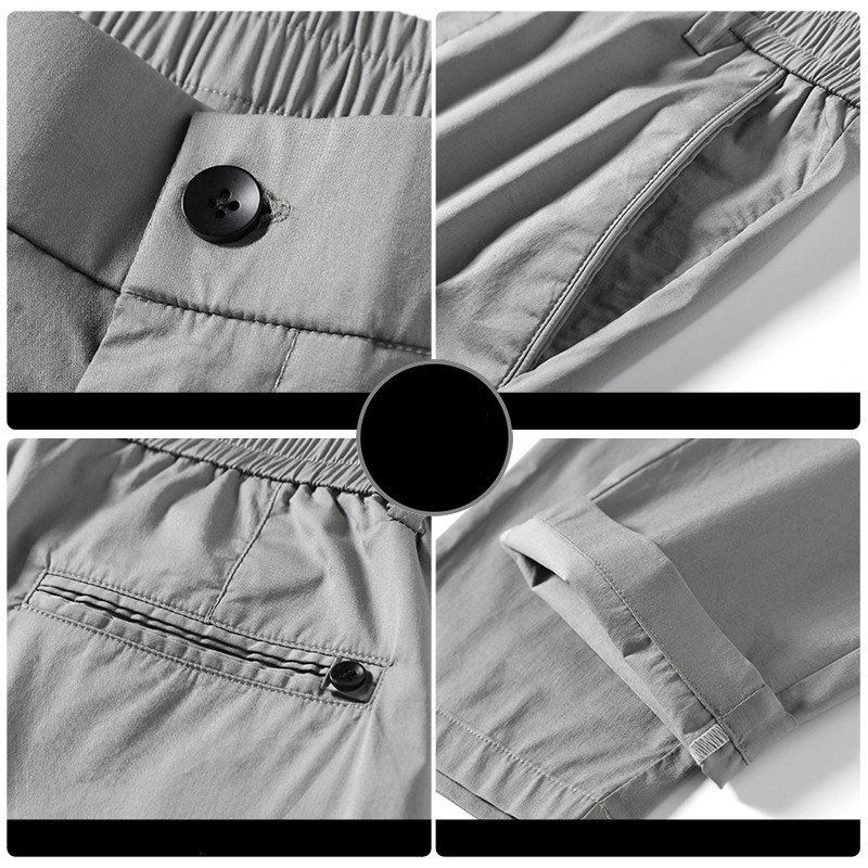 Suvised pahkluuni ulatuvad vabaaja püksid meeste õhukesed klassikalises stiilis mood õhukesed sirged puuvillased brändiriided ühevärvilised püksid meessoost