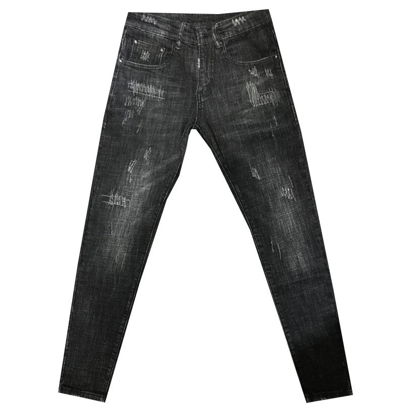 Hulgimüük 2022 Klassikaline Disainer Sügis Talv Liibuvad Tikand Kassi Habe Must Hallid Jalad Meeste Teksad Püksid Liibuvad