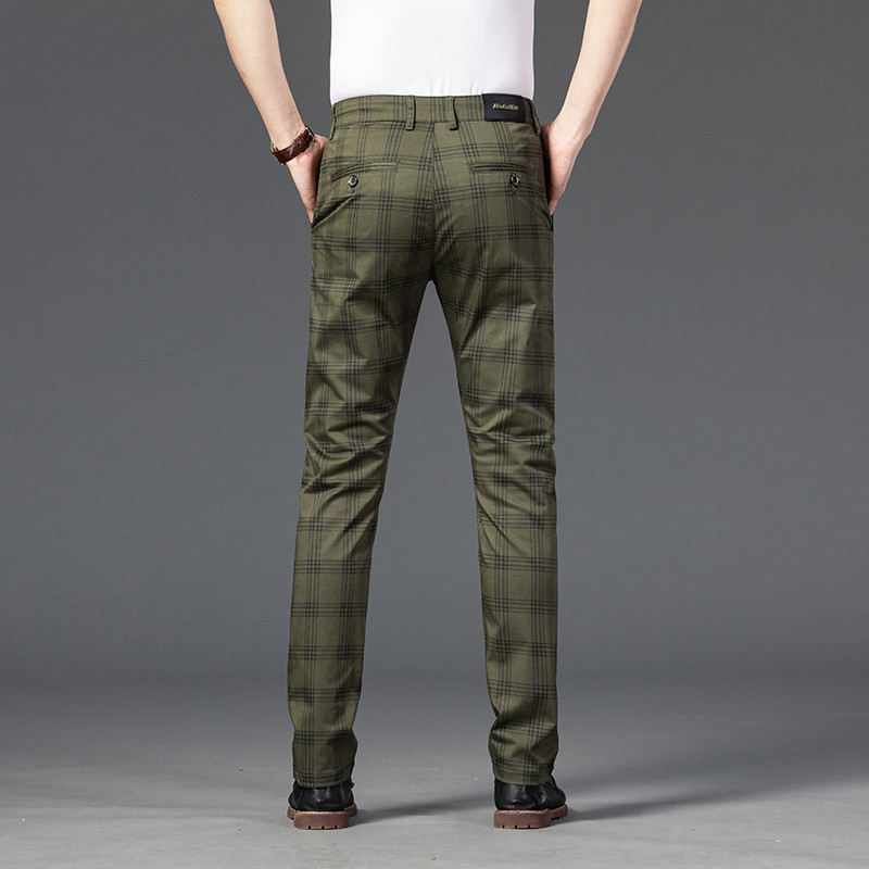 Brand muške prugaste karirane ležerne hlače Muške Four Seasons visokokvalitetne poslovne hlače Muške uske tamnosive ravne hlače