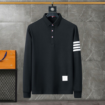 Νέο ανοιξιάτικο επαγγελματικό μπλουζάκι πόλο για άντρες Μακρυμάνικο Μόδα Αθλητικά ρούχα Casual φαρδιά μασίφ Polo Homme ανδρικά μπλουζάκια Ρούχα μπλουζάκι