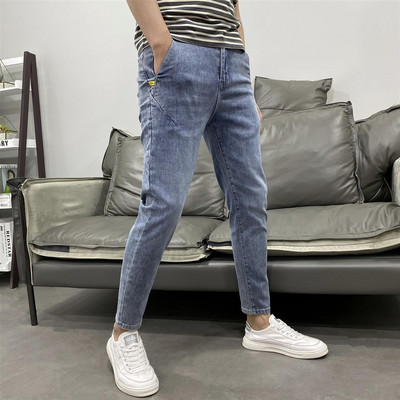 Uus saabumine Luksuslikud mustad teksad Meeste Korea mood Meeste Hip-hop Tõmblukuga Disainer Cowboy Solid Classic Punk vabaaja õhukesed püksid