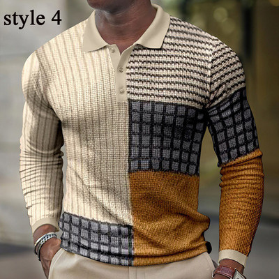 Ανδρικό πουλόβερ με μακρυμάνικο τρισδιάστατο τύπωμα πουλόβερ μπλούζα μπλούζα με ρετρό γραφικό μπλουζάκι για ώριμους άντρες Ανοιξιάτικο φθινόπωρο καρό ανδρικά ρούχα