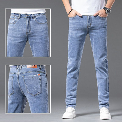 Ljetne tanke vrhunske plave traperice Dizajnerska odjeća Muškarci Skinny Boyfriend isprane hlače 2023 Nove ležerne kaubojske mladenačke duge hlače