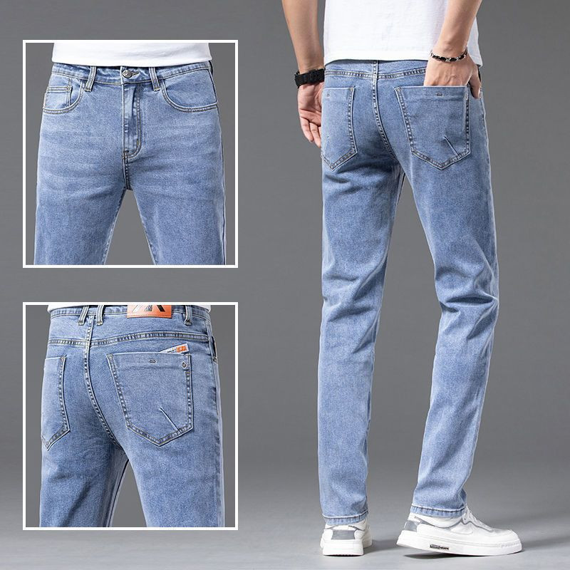 Ljetne tanke vrhunske plave traperice Dizajnerska odjeća Muškarci Skinny Boyfriend isprane hlače 2023 Nove ležerne kaubojske mladenačke duge hlače