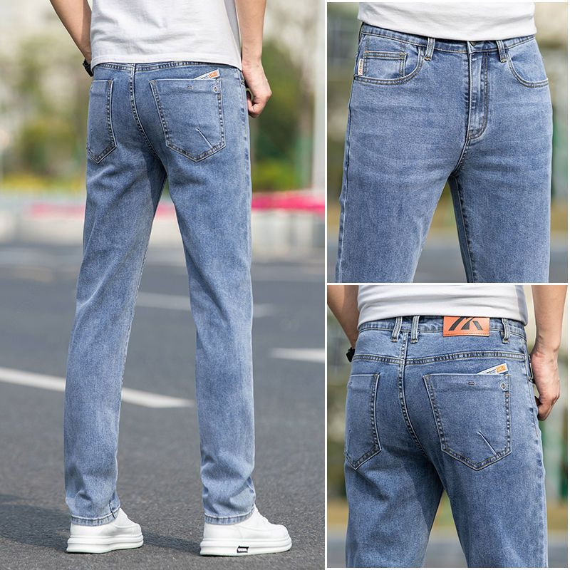 Ljetne tanke vrhunske plave traperice Dizajnerska odjeća Muškarci Skinny Boyfriend isprane hlače 2023 Nove ležerne kaubojske mladenačke duge hlače